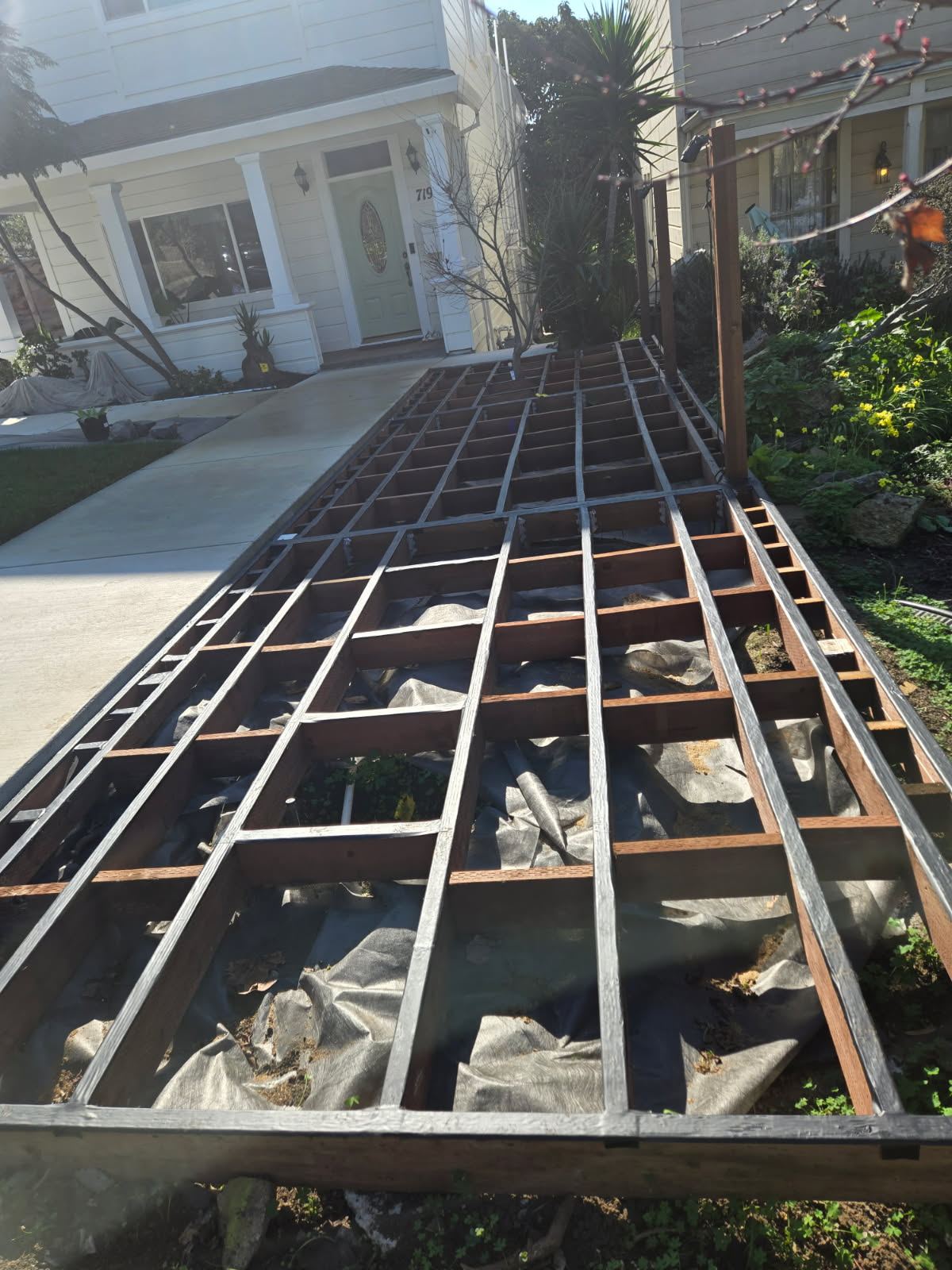 Deck framing over driveway